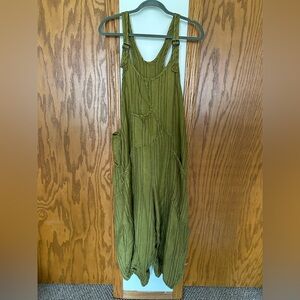 Olive Green Women's Overalls 100% Linen made in USA